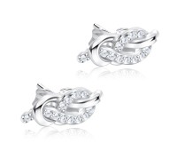 Knot Designed with CZ Stone Silver Ear Stud - STS-5077
